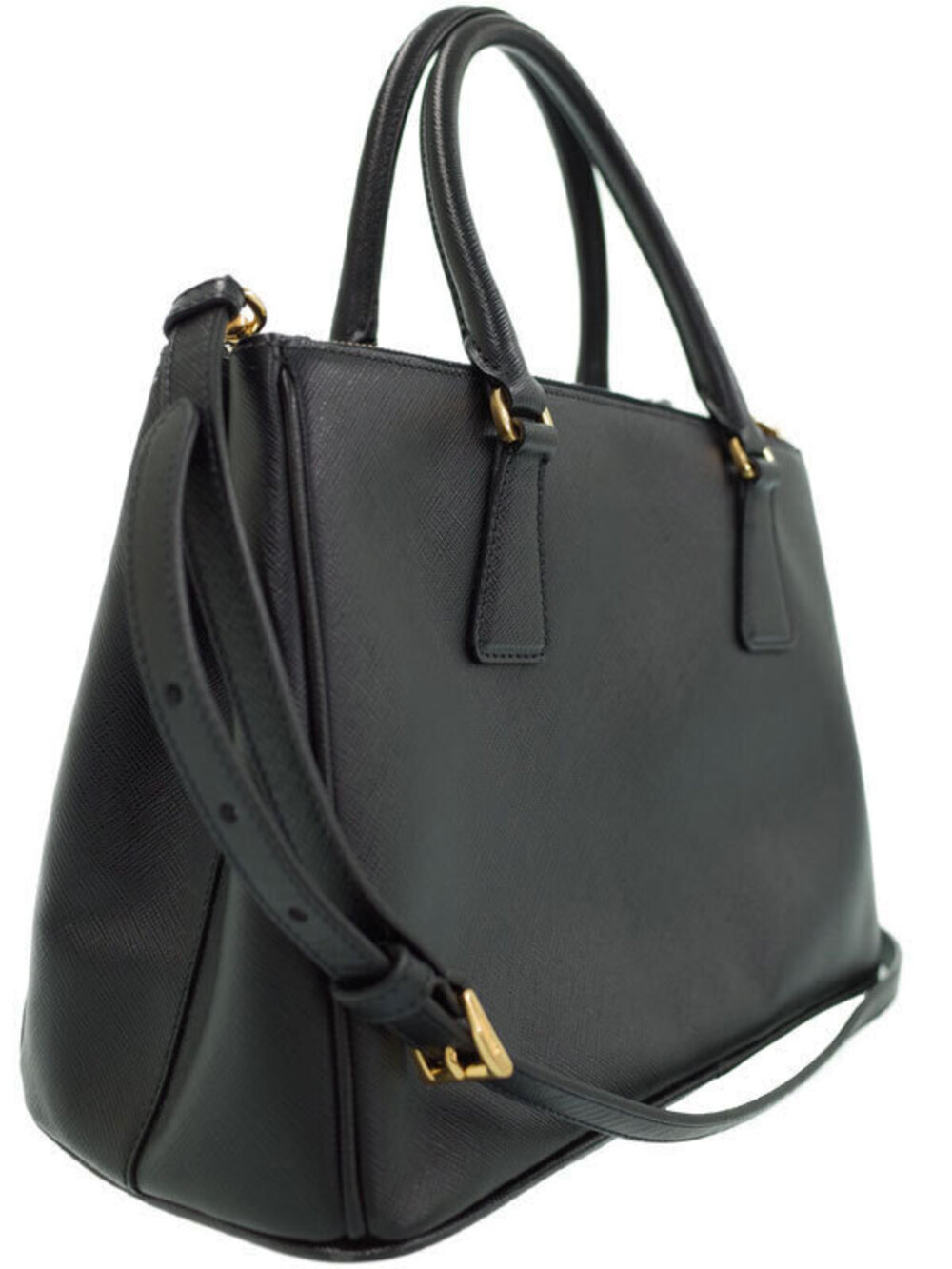 Prada Galleria black Double Bag Tote Zip Nero Saffiano